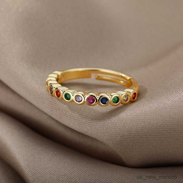 band rings multicolor zircon ring for women stainless steel trendy open adjustable finger ring dazzling stone couple jewelry gift r230719, Silver
band rings multicolor zircon ring for women stainless steel trendy open adjustable finger ring dazzling stone couple jewelry gift r230719, Silver