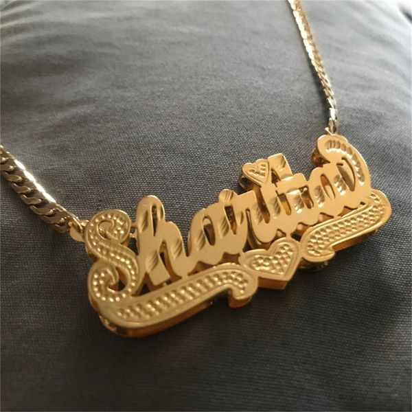 pendant necklaces 3d custom nameplate necklace personality gold plated double name plate pendant cuban chain necklace stainless steel jewelr, Silver
pendant necklaces 3d custom nameplate necklace personality gold plated double name plate pendant cuban chain necklace stainless steel jewelr, Silver