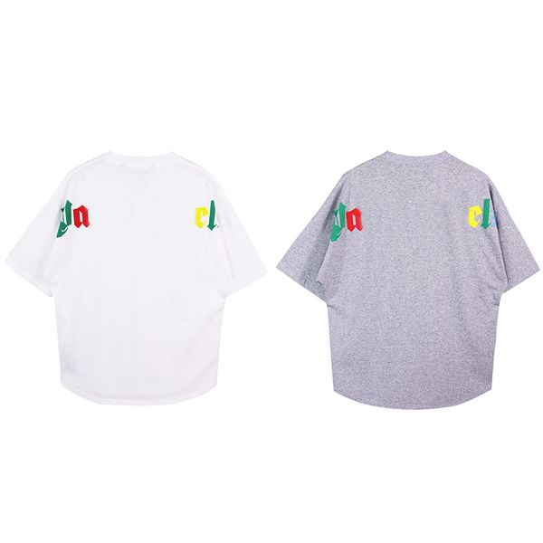 color letter t-shirt men's palm summer 2023 new loose american style boys short sleeve half sleeves, White;black
color letter t-shirt men's palm summer 2023 new loose american style boys short sleeve half sleeves, White;black