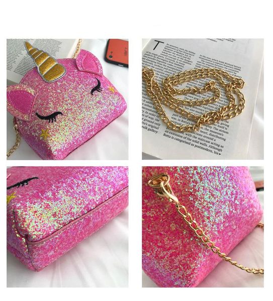 5 styles unicorn chain shoulder bling sequins cartoon crossbody kids messenger coin bag partyzz, White
5 styles unicorn chain shoulder bling sequins cartoon crossbody kids messenger coin bag partyzz, White