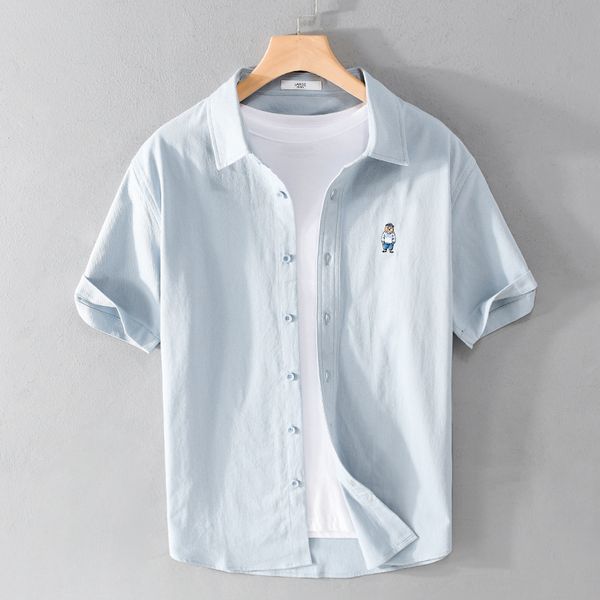 men's casual shirts 2023 summer cotton short sleeved men t shirt loose youth versatile bear embroidered handsome for 230718, White;black
men's casual shirts 2023 summer cotton short sleeved men t shirt loose youth versatile bear embroidered handsome for 230718, White;black