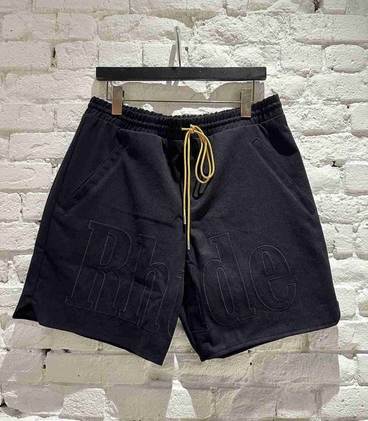 rhude summer letter embroidered drawstring shorts for men's summer five point american fashion brand guard pants for sports and leisure, White;black
rhude summer letter embroidered drawstring shorts for men's summer five point american fashion brand guard pants for sports and leisure, White;black