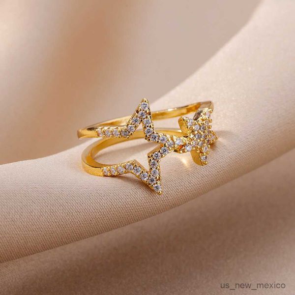 band rings zircon double rings for women crystal stainless steel gold plated adjustable ring femme wedding party jewelry gift r230719, Silver
band rings zircon double rings for women crystal stainless steel gold plated adjustable ring femme wedding party jewelry gift r230719, Silver