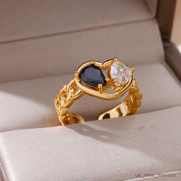 band rings double color zircon rings for women gold plated stainless steel ring vintage wedding couple jewelry mujer r230719, Silver
band rings double color zircon rings for women gold plated stainless steel ring vintage wedding couple jewelry mujer r230719, Silver