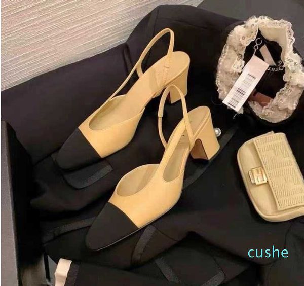 Designer sandals channel shoes Small new color matching French thick heel, Creamy-white
Designer sandals channel shoes Small new color matching French thick heel, Creamy-white