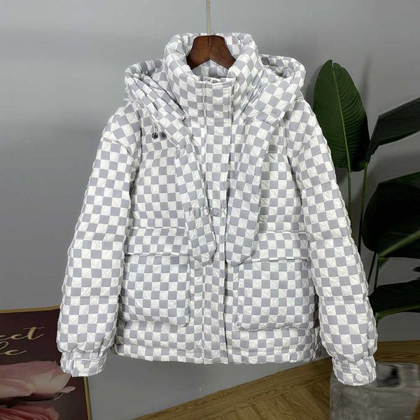 women's down parkas new down jacket women's hooded short checkerboard korean version loose thick fashion white duck down warm coat, Black
women's down parkas new down jacket women's hooded short checkerboard korean version loose thick fashion white duck down warm coat, Black