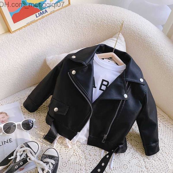 coat girls' artificial leather elegant zipper basic jacket boys' jacket solid ultra-thin long sleeved lapel children's short, Blue;gray