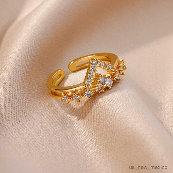 band rings zircon crown rings for women crystal stainless steel gold plated adjustable ring femme wedding party accessories jewelry gift r23, Silver
band rings zircon crown rings for women crystal stainless steel gold plated adjustable ring femme wedding party accessories jewelry gift r23, Silver