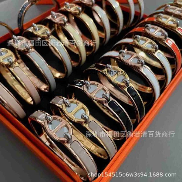 aher mas designer luxury brand enamel bracelet designer bracelet h family pig nose new letter rose gold snap on versatile and colorless, Black
aher mas designer luxury brand enamel bracelet designer bracelet h family pig nose new letter rose gold snap on versatile and colorless, Black