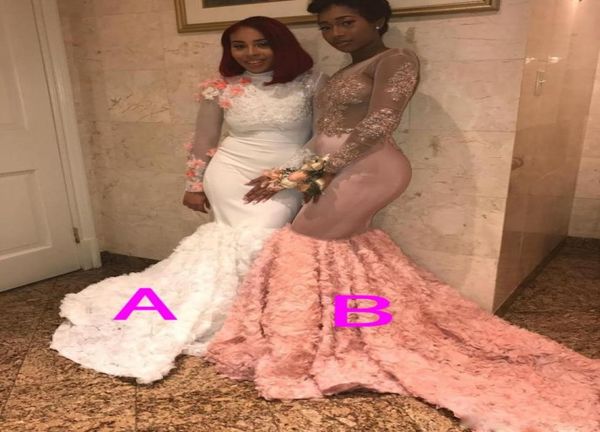 african mermaid prom dresses long rose fabrics train handmade flowers illusion full sleeves evening gowns appliques party dre1914583, Black
african mermaid prom dresses long rose fabrics train handmade flowers illusion full sleeves evening gowns appliques party dre1914583, Black