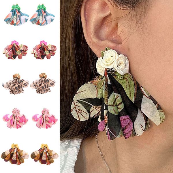 original design handmade fabric flower earrings bohemian leopard print drop earrings statement tassel dangle earrings jewelry, Silver
original design handmade fabric flower earrings bohemian leopard print drop earrings statement tassel dangle earrings jewelry, Silver