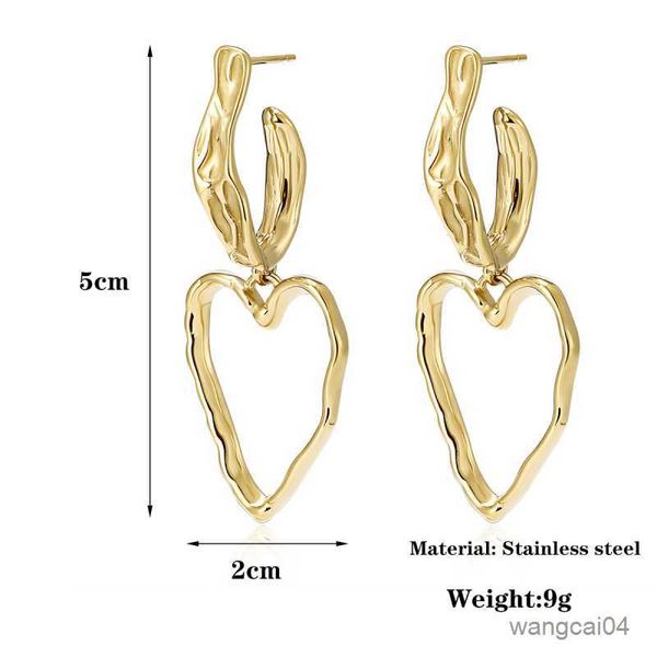 charm big irregular shape heart hanging earrings for women golden earrings romantic jewelry gifts r230719