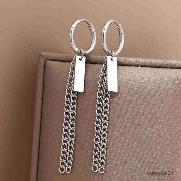 charm stainless steel earrings trend hip hop stick tassel chains pendants hoop earrings for women jewelry party gothic gifts r230719, Golden