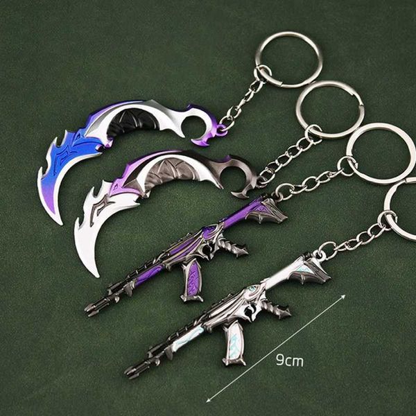 key rings 2pcs/set vrant melee reaver karambit ak model keychain set for men game peripheral metal key ring fans collectible jewelry l230719, Slivery;golden
key rings 2pcs/set vrant melee reaver karambit ak model keychain set for men game peripheral metal key ring fans collectible jewelry l230719, Slivery;golden