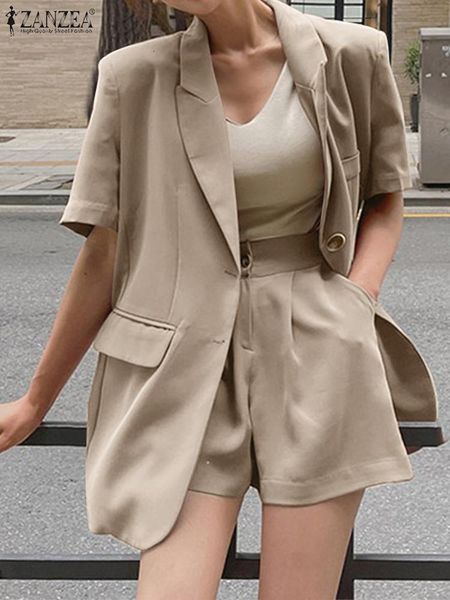 women's two piece pants zanzea summer casual blazer matching sets 2pcs lapel neck shirt loose trousers shorts elegant solid tracksuits, White
women's two piece pants zanzea summer casual blazer matching sets 2pcs lapel neck shirt loose trousers shorts elegant solid tracksuits, White