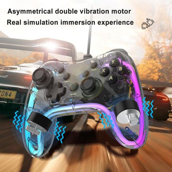 Image of Game Controllers RGB Wired Controller Anti-wear Rocker Transparent Games Handle Gaming Accessories Gamepad For PS Switch