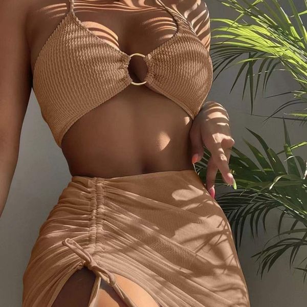 women s plus size swimwear 3 piece split bikini set women solid color swimsuit drawstring strap neck ring beach female dress 2023 230719, Black
women s plus size swimwear 3 piece split bikini set women solid color swimsuit drawstring strap neck ring beach female dress 2023 230719, Black