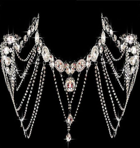 body jewerly pretty bride silver rhinestones tassels shoulder chain link necklace wedding7793992, White
body jewerly pretty bride silver rhinestones tassels shoulder chain link necklace wedding7793992, White