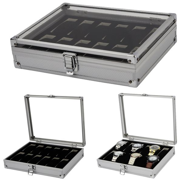 watch boxes cases handmand slot aluminum alloy display watch box organizer jewelry storage box transparent watch bracket box caja para renoj, Black;blue
watch boxes cases handmand slot aluminum alloy display watch box organizer jewelry storage box transparent watch bracket box caja para renoj, Black;blue