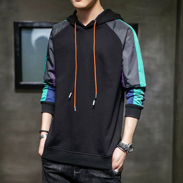 men's hoodies sweatshirts autumn winter polyester hooded long sleeve pullover patchwork korean style fashion casual 230718, Black
men's hoodies sweatshirts autumn winter polyester hooded long sleeve pullover patchwork korean style fashion casual 230718, Black