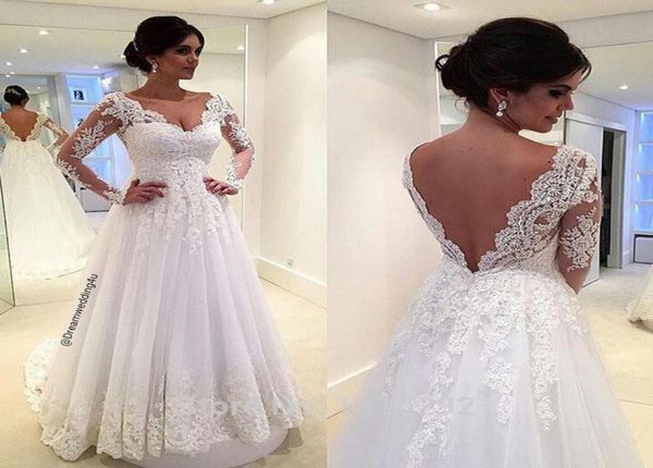 vestido de noiva long sleeve v neck open back tulle beach fall bridal gowns lace princess wedding dresses7572463, White
vestido de noiva long sleeve v neck open back tulle beach fall bridal gowns lace princess wedding dresses7572463, White