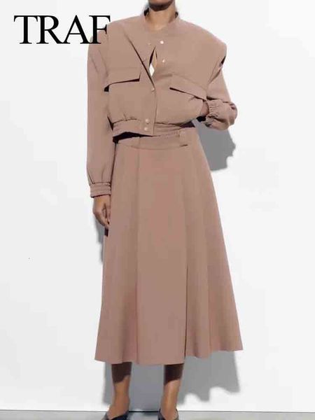 two piece dress traf women fashion with pockets cropped bomber jacket coat vintage skirts spring woman elegant streetwear suits 230718, White
two piece dress traf women fashion with pockets cropped bomber jacket coat vintage skirts spring woman elegant streetwear suits 230718, White