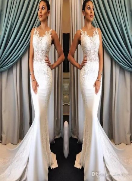 elegant mermaid wedding dresses sheer jewel neck satin appliques sleeveless sweep train lace wedding dress custom made country bri5017117, White
elegant mermaid wedding dresses sheer jewel neck satin appliques sleeveless sweep train lace wedding dress custom made country bri5017117, White