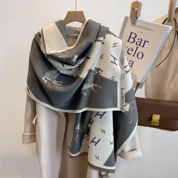 autumn and winter 2022 new korean cashmere scarves women's h letter pattern warm long scarf shawl, Blue;gray
autumn and winter 2022 new korean cashmere scarves women's h letter pattern warm long scarf shawl, Blue;gray