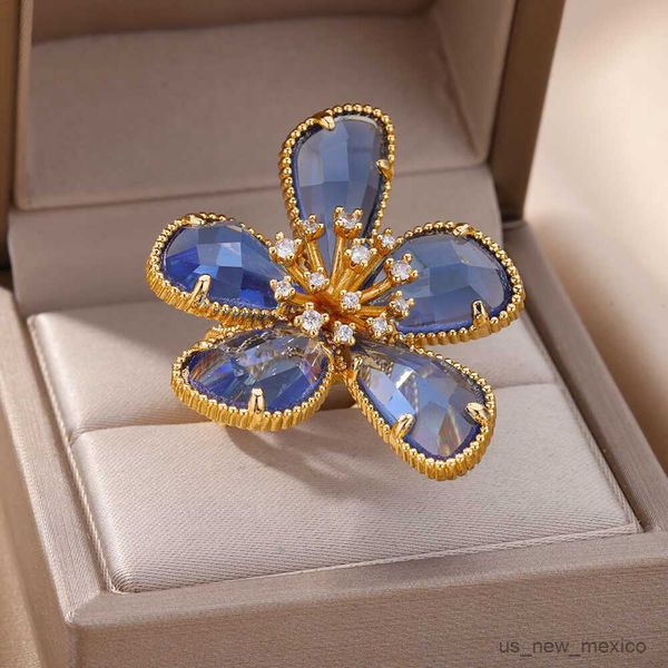 band rings blue zircon flower rings for women adjustable luxury stainless steel ring 2023 trend wedding jewelry item r230719, Silver
band rings blue zircon flower rings for women adjustable luxury stainless steel ring 2023 trend wedding jewelry item r230719, Silver