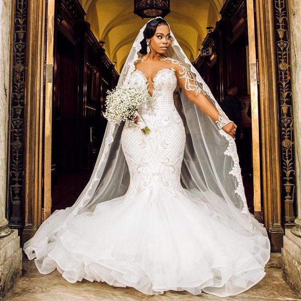 luxury mermaid 2023 wedding dresses long sleeve beading lace appliqued trumpet bridal gowns sweep train vestidos de novia, White
luxury mermaid 2023 wedding dresses long sleeve beading lace appliqued trumpet bridal gowns sweep train vestidos de novia, White
