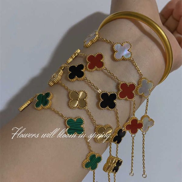 van clover bracelet 2023 new double-sided four-leaf clover five flowers bracelet women diy titanium steel hand jewelry luxury gifts for girl, Golden;silver
van clover bracelet 2023 new double-sided four-leaf clover five flowers bracelet women diy titanium steel hand jewelry luxury gifts for girl, Golden;silver