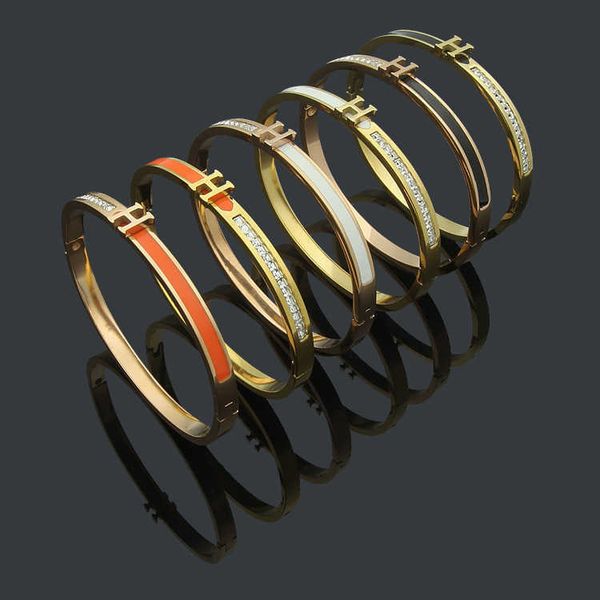 hrems bangle for women and men wholesale titanium steel jewelry letter half black white orange drop oil single row diamond bracelet womens f
hrems bangle for women and men wholesale titanium steel jewelry letter half black white orange drop oil single row diamond bracelet womens f