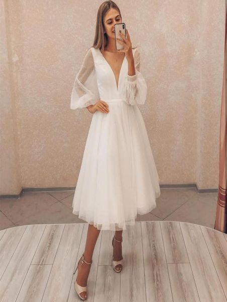short wedding dress 2021 long puff sleeve simple elegant vneck knee length robe de mariee custom made civil beach 196934, White
short wedding dress 2021 long puff sleeve simple elegant vneck knee length robe de mariee custom made civil beach 196934, White
