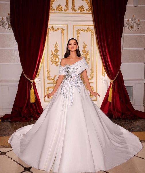 elegant ball gown wedding dresses sleeveless bateau strapless sequins appliques beaded floor length ruffles off shoulder plus size bridal go, White
elegant ball gown wedding dresses sleeveless bateau strapless sequins appliques beaded floor length ruffles off shoulder plus size bridal go, White