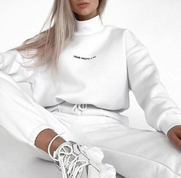 women's set 2023 autumn fashion casual sweater women's set letter printing high neck guard pants two piece set for women, White
women's set 2023 autumn fashion casual sweater women's set letter printing high neck guard pants two piece set for women, White