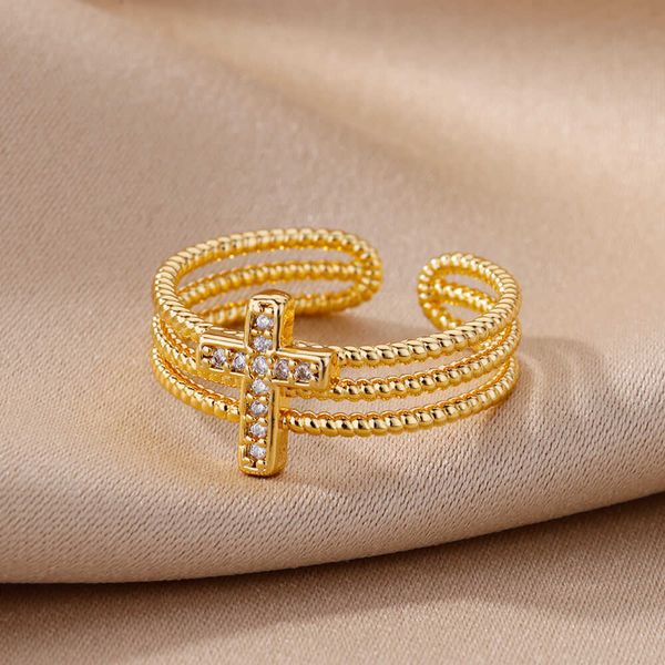 band rings new in zircon cross rings for women adjustable stainless steel cross ring femme design luxury wedding jewerly gift 2023 r230822, Silver
band rings new in zircon cross rings for women adjustable stainless steel cross ring femme design luxury wedding jewerly gift 2023 r230822, Silver