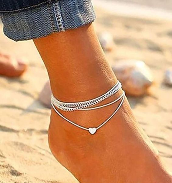 silver heart ankle bracelet multi layer womens anklet adjustable chain beach5776450, Red;blue
silver heart ankle bracelet multi layer womens anklet adjustable chain beach5776450, Red;blue