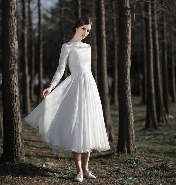 vintage tealength short wedding dresses 2020 lace chiffon bridal gowns long sleeve oneck low back informal beach robe mariage cu3363875, White
vintage tealength short wedding dresses 2020 lace chiffon bridal gowns long sleeve oneck low back informal beach robe mariage cu3363875, White