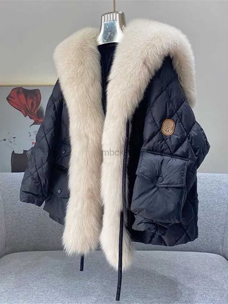 women's down parkas big luxury faux fox fur collar down coat women winter fluffy loose puffer jacket chic feather female parka snow out, Black
women's down parkas big luxury faux fox fur collar down coat women winter fluffy loose puffer jacket chic feather female parka snow out, Black