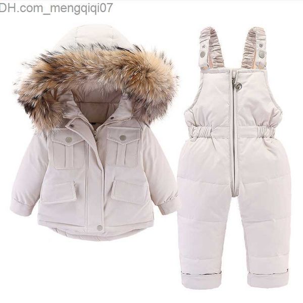 down coat 2-piece baby girl winter jacket and children's jumpsuit with thickened warm fur collar jacket z230719, Blue;gray
down coat 2-piece baby girl winter jacket and children's jumpsuit with thickened warm fur collar jacket z230719, Blue;gray
