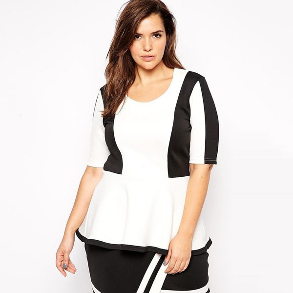 women's plus size t-shirt plus size summer elegant peplum women half sleeve black and white ruffle hem blouse female large size office
women's plus size t-shirt plus size summer elegant peplum women half sleeve black and white ruffle hem blouse female large size office
