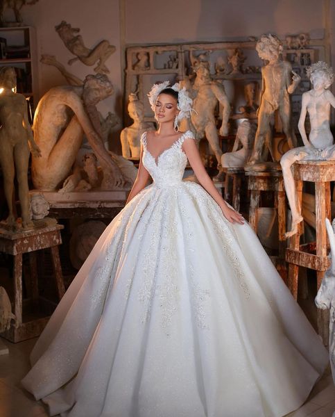 elegant ball gown wedding dresses sleeveless v neck straps sequins appliques beaded floor length ruffles diamonds zipper plus size bridal go, White
elegant ball gown wedding dresses sleeveless v neck straps sequins appliques beaded floor length ruffles diamonds zipper plus size bridal go, White