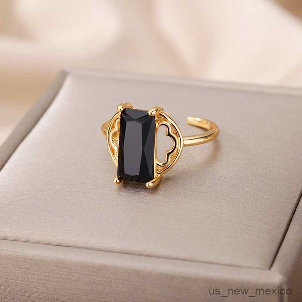 band rings black rectangle zircon rings for women open stainless steel adjustable ring couple wedding jewelry gift mujer r230719, Silver
band rings black rectangle zircon rings for women open stainless steel adjustable ring couple wedding jewelry gift mujer r230719, Silver