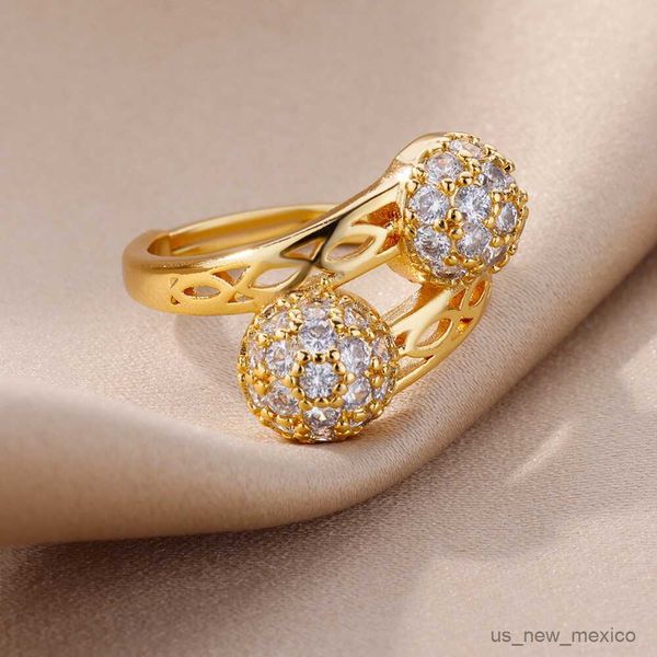band rings double zircon ball ring for women luxury gold plated stainless steel adjustable ring ladies wedding jewelry r230719, Silver
band rings double zircon ball ring for women luxury gold plated stainless steel adjustable ring ladies wedding jewelry r230719, Silver