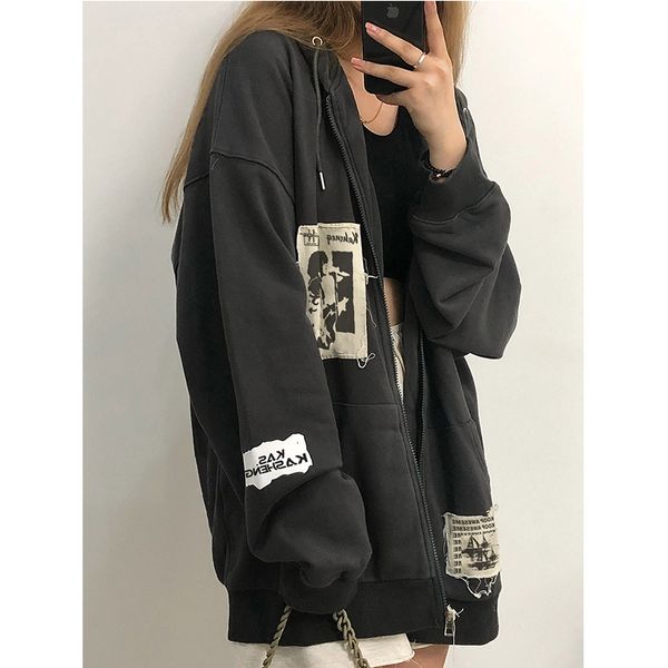 women's hoodies zipper cardigan hoodie women autumn ins harajuku gothic punk vintage y2k long-sleeved hoodie 230719, Black
women's hoodies zipper cardigan hoodie women autumn ins harajuku gothic punk vintage y2k long-sleeved hoodie 230719, Black
