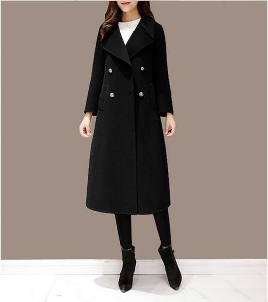 autumn winter warm wool coats women fashion double breasted chic overcoat solid color long sleeve thicken oversized outwear, Black
autumn winter warm wool coats women fashion double breasted chic overcoat solid color long sleeve thicken oversized outwear, Black