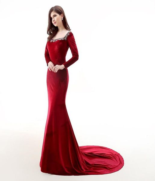 dark red velvet evening dresses long sleeves sheer with beading mermaid prom dress redcarpet dresses fall winter runway dress1698457, Black;red
dark red velvet evening dresses long sleeves sheer with beading mermaid prom dress redcarpet dresses fall winter runway dress1698457, Black;red