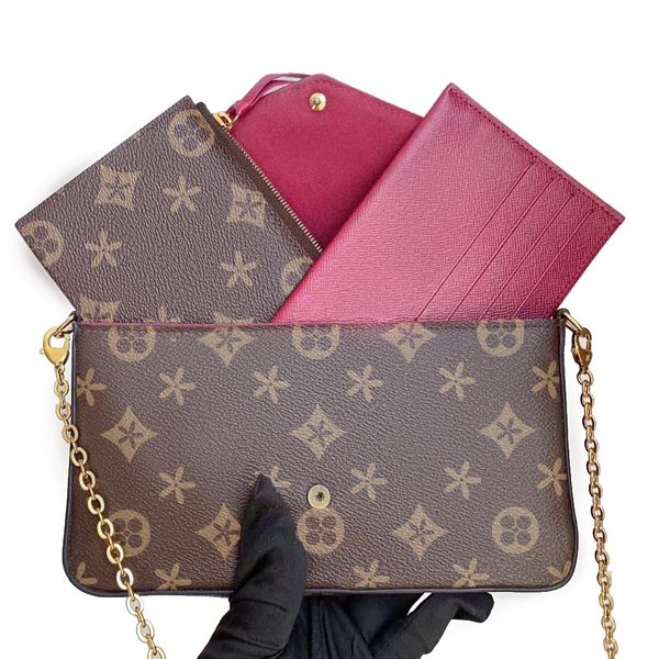 leather brown flower felicie pochette purses chain bag vacation handbag 3piece multi for women mans m61276 envelope bag lady luxury designer, Brown;gray
leather brown flower felicie pochette purses chain bag vacation handbag 3piece multi for women mans m61276 envelope bag lady luxury designer, Brown;gray