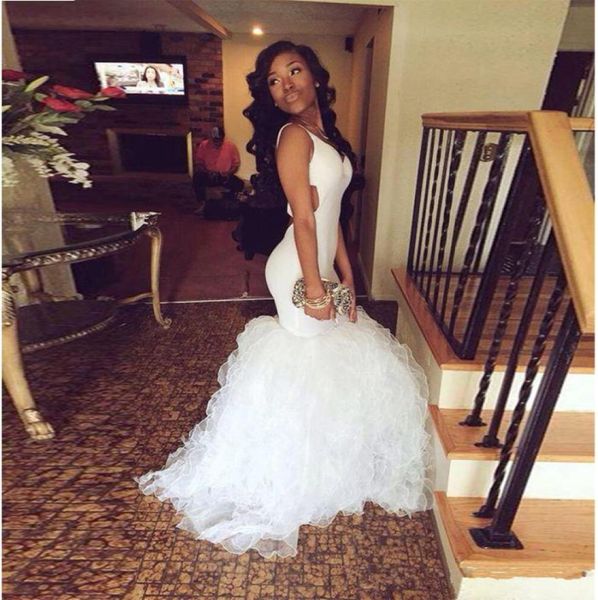 shevny stunning white vneck 2017 prom dresses mermaid ruffles backless wave bottom simple evening gown floor length formal party 8724614, Black
shevny stunning white vneck 2017 prom dresses mermaid ruffles backless wave bottom simple evening gown floor length formal party 8724614, Black