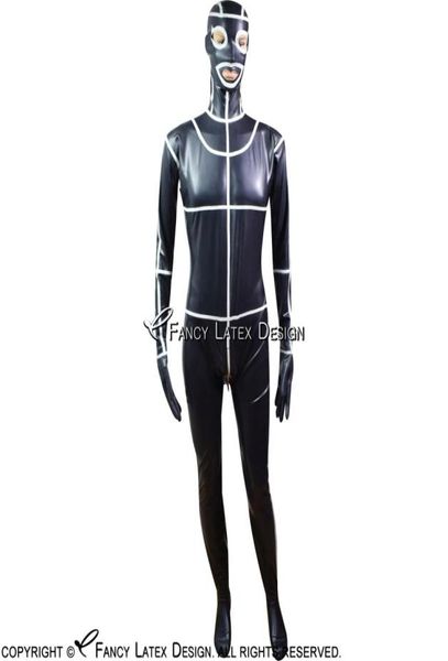 black and white trims latex catsuit costumes with feet gloves hood mask open eyes nose mouth rubber bodysuit 00084339108
black and white trims latex catsuit costumes with feet gloves hood mask open eyes nose mouth rubber bodysuit 00084339108